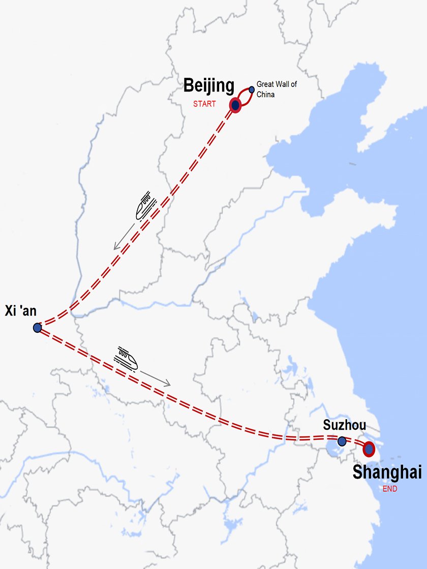 CHINA BASIC Tour Route Map