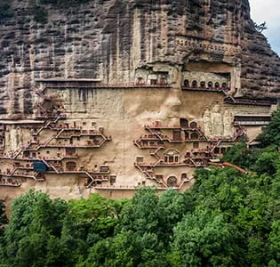 Maijishan Grottoes — Eastern Sculpture Gallery, one of China's four great grottoes